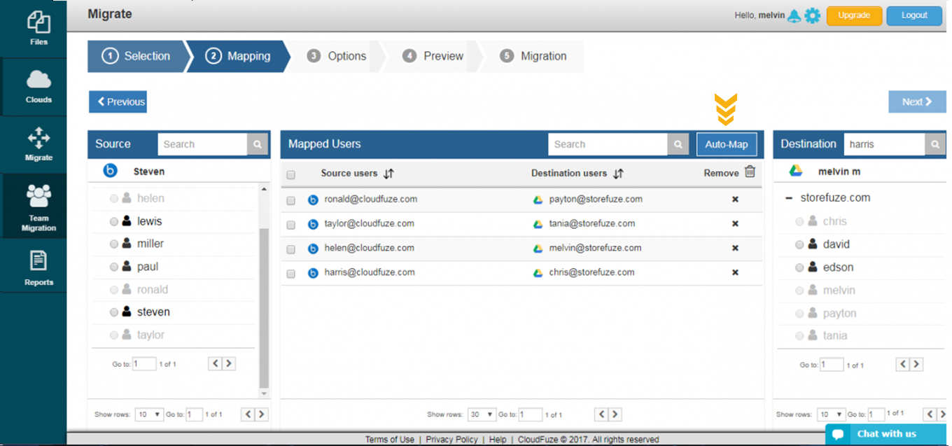 select the list of accounts select the list of accounts