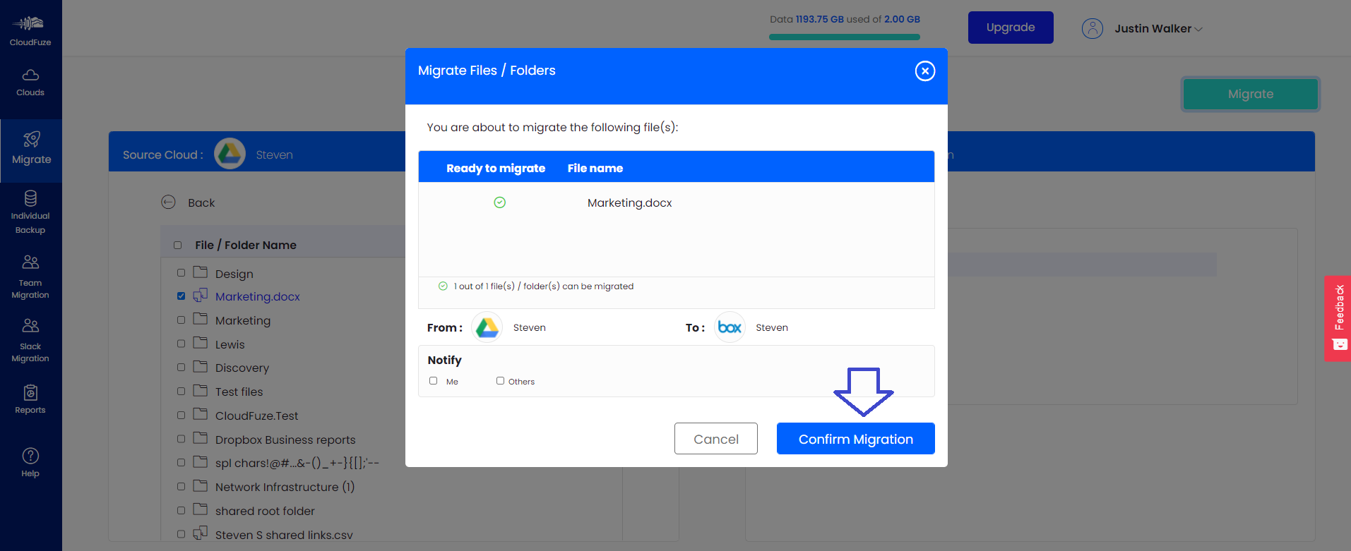 preview and confirm Migration 1
